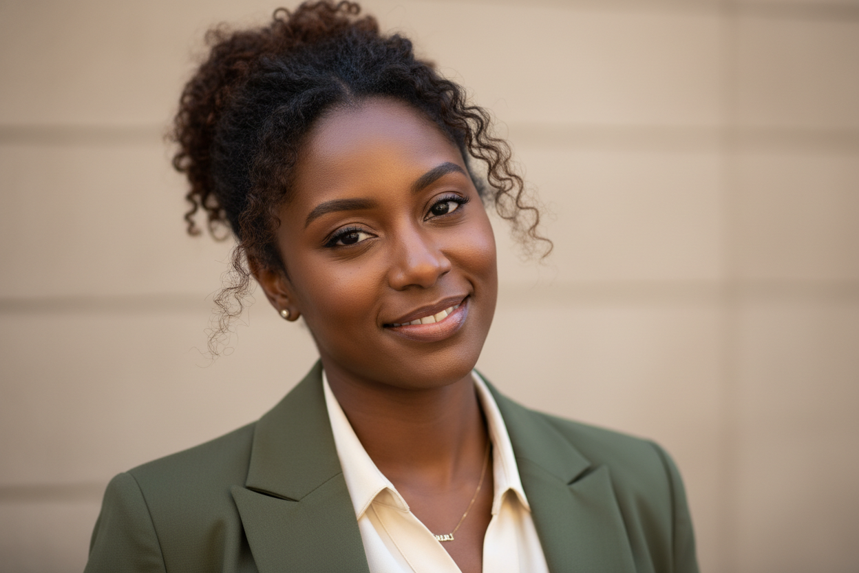 a headshot profile pic of a 30 year old black woman from georgia