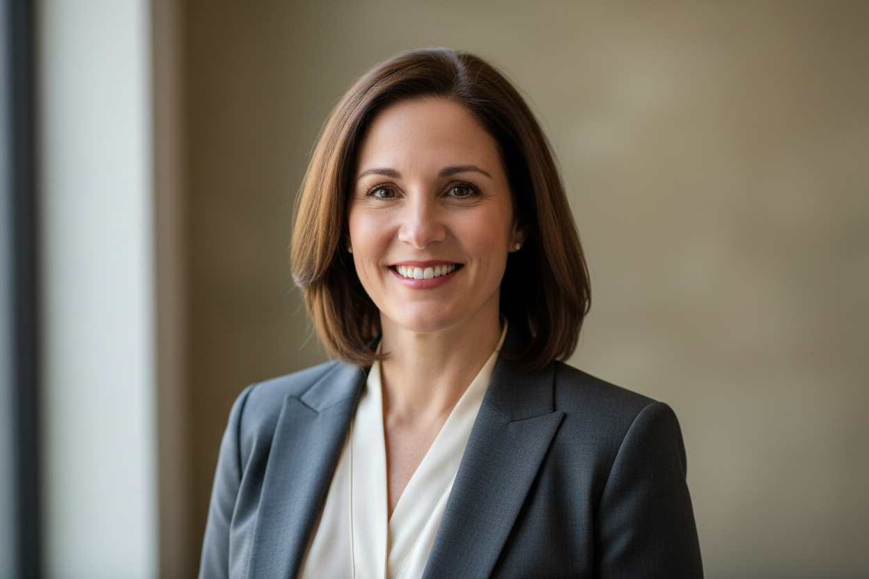 generate a headshot profile pic of a 40 year old woman from virginia