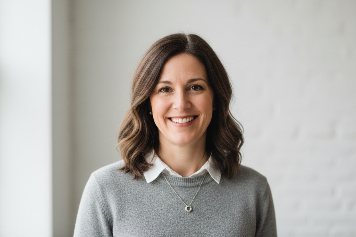 generate a profile picture of a 40 year old woman from delaware with casual cothes